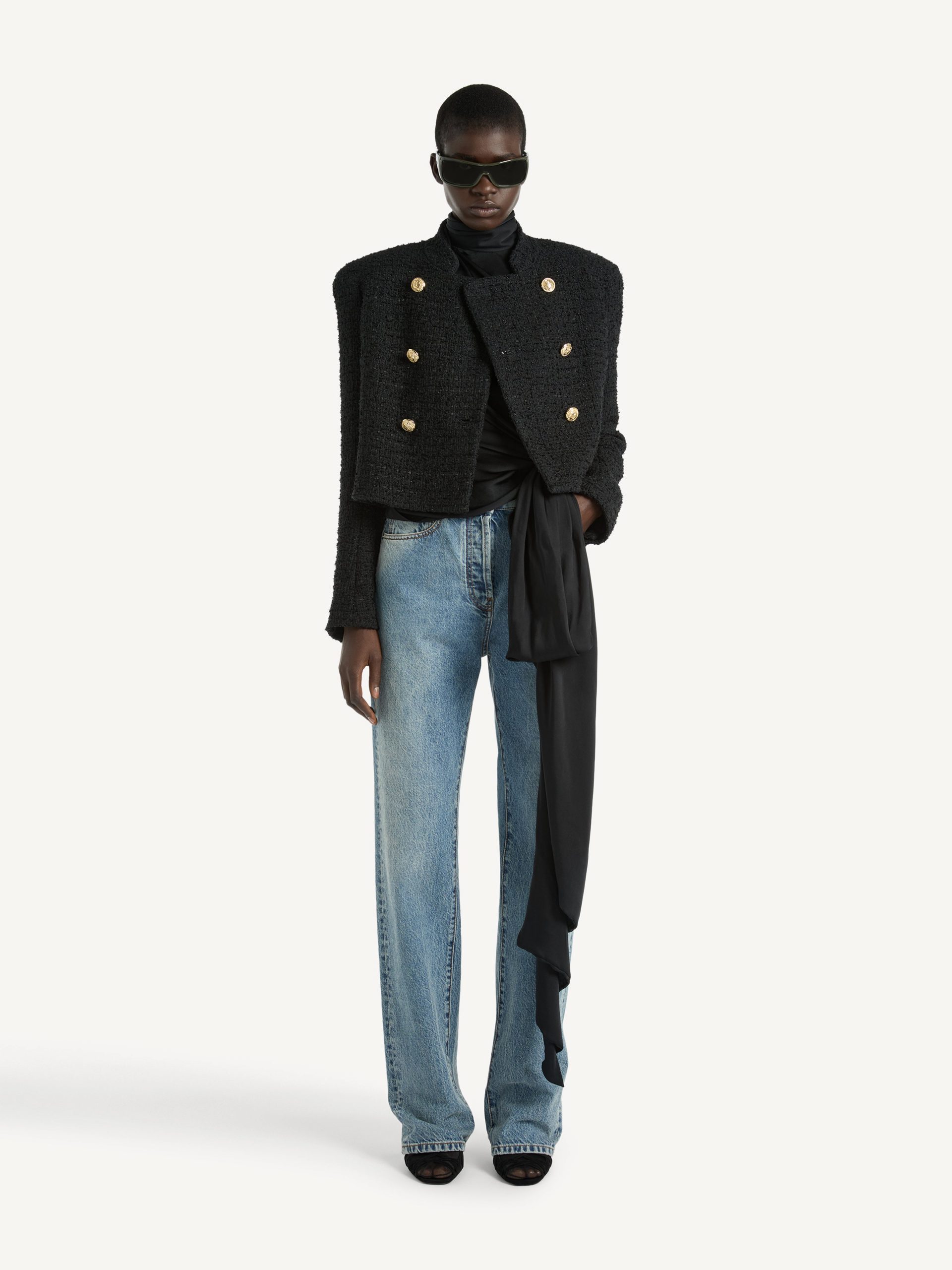 Balmain Veste officier en tweed