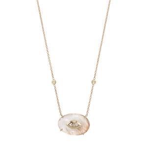 Jacquie Aiche Rutilated Quartz Open Diamond Eye Necklace