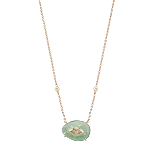 Jacquie Aiche Green Tourmaline Open Diamond Eye Necklace