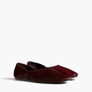 Khaite Jane Flat in Rouge Noir Haircalf and Glazed Leather