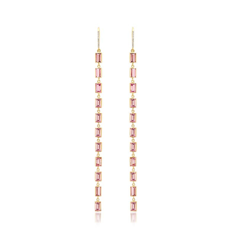 Jennifer Meyer Pink Tourmaline Cascade Earrings