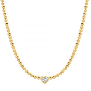 Jennifer Meyer Bezel Tennis Necklace with Diamond Heart Accent