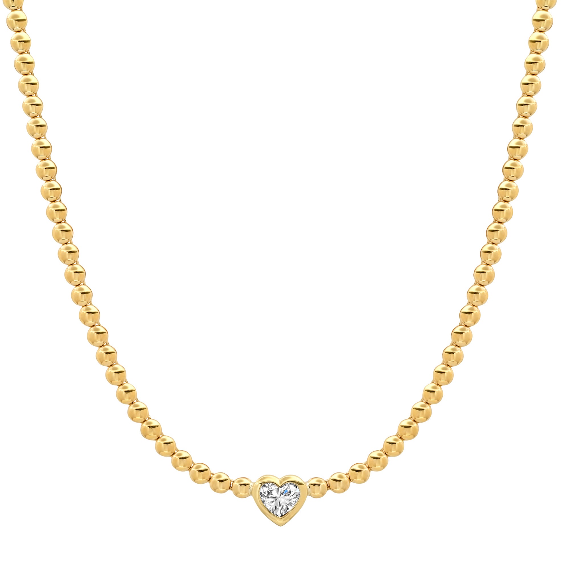 Jennifer Meyer Bezel Tennis Necklace with Diamond Heart Accent