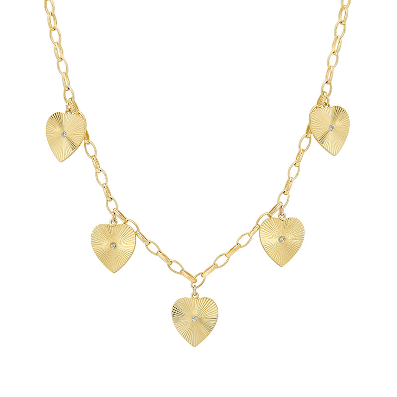 Jennifer Meyer Small Edith Link Necklace with Mini 70's Heart Accents