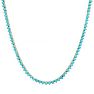 Jennifer Meyer 18 Inch 3-Prong Turquoise Tennis Necklace