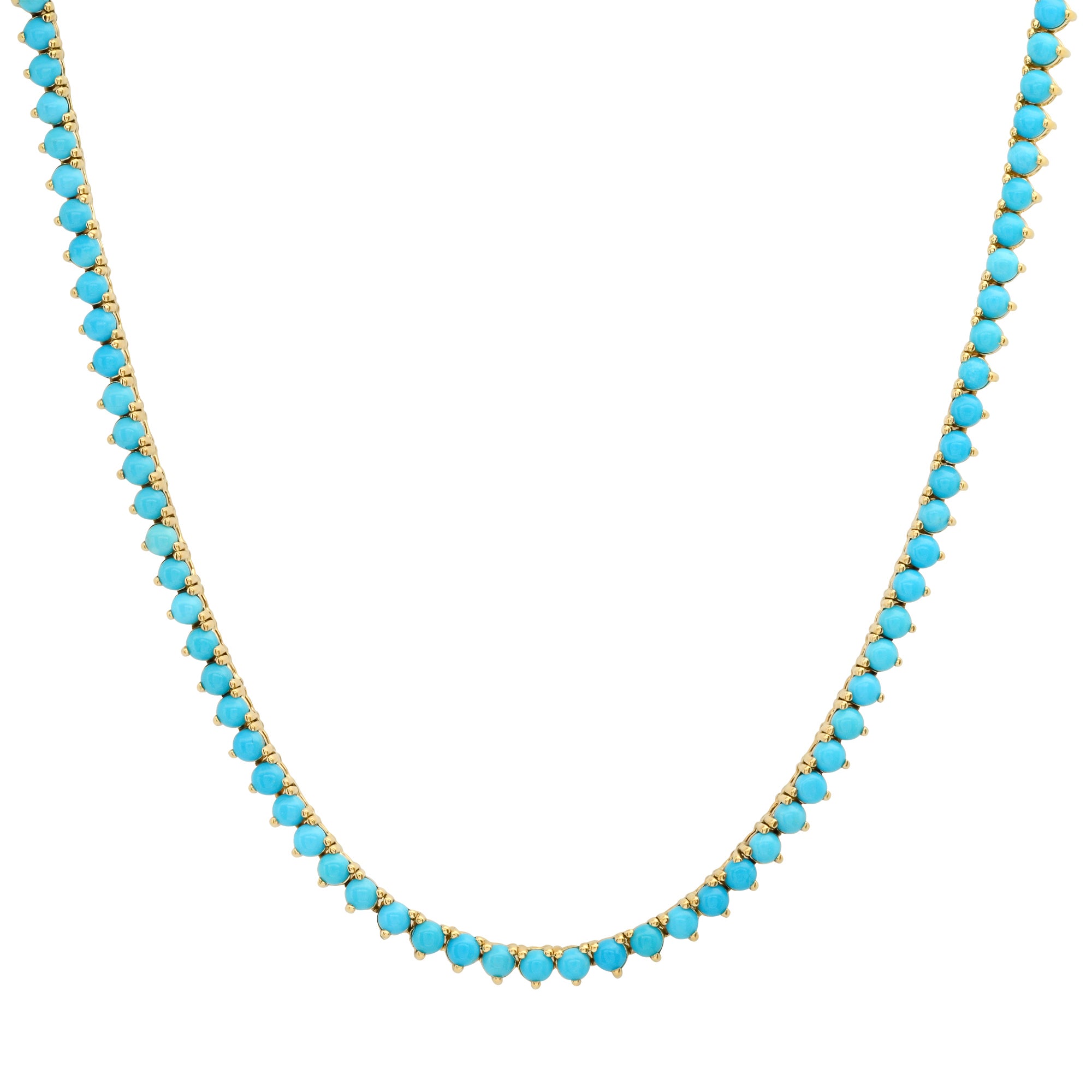 Jennifer Meyer 18 Inch 3-Prong Turquoise Tennis Necklace