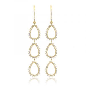 Jennifer Meyer Triple 3-Prong Diamond Mini Open Teardrop Earrings