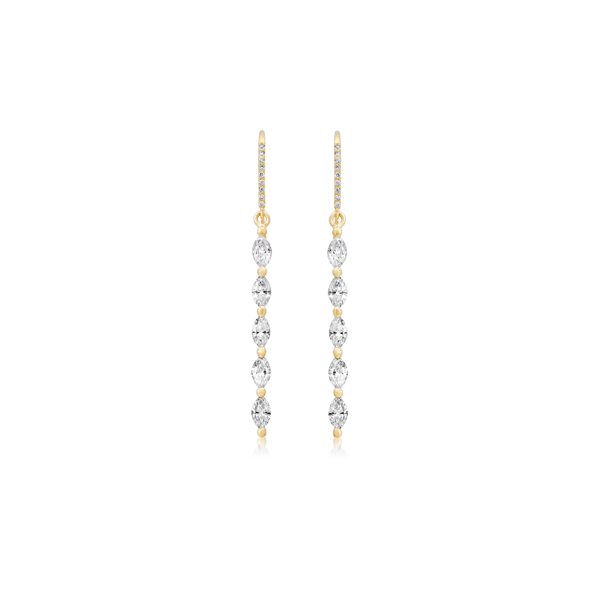 Jennifer Meyer 5 Diamond Marquise Drop Earrings