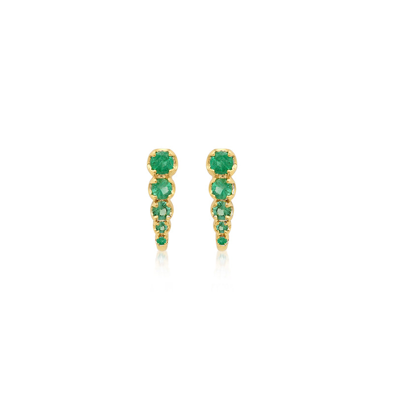 Jennifer Meyer Mini Graduated Illusion Set Emerald Edith Studs