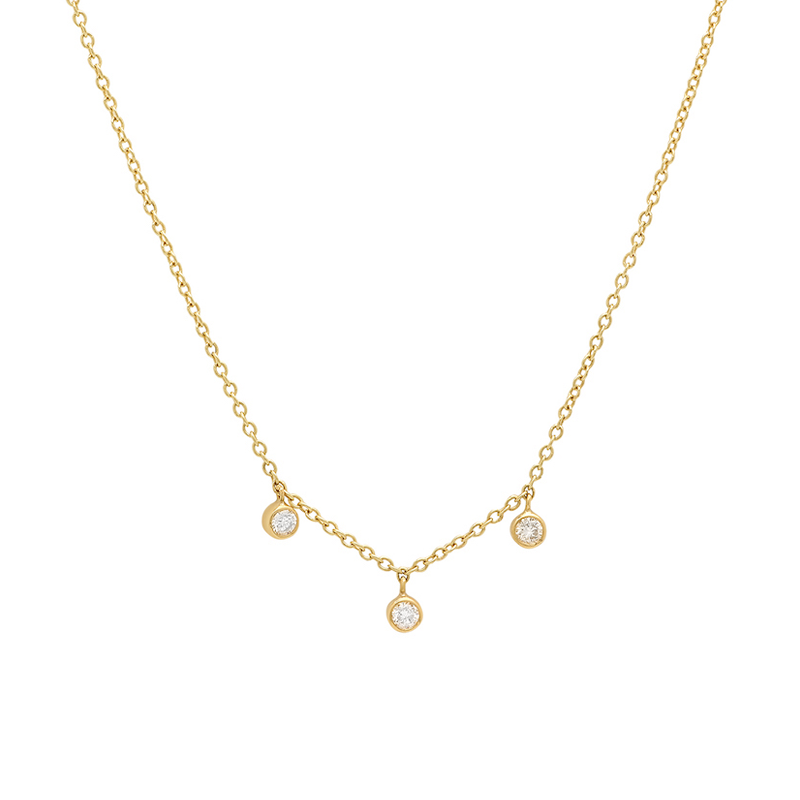 Jennifer Meyer 3 Mini Diamond Bezel Dangle Necklace