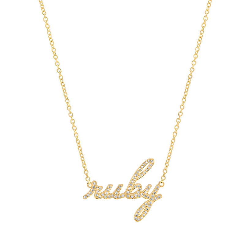 Jennifer Meyer Custom Diamond Script Necklace