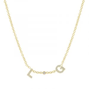 Jennifer Meyer Custom Mini Diamond Letter Necklace with Bezel Accent