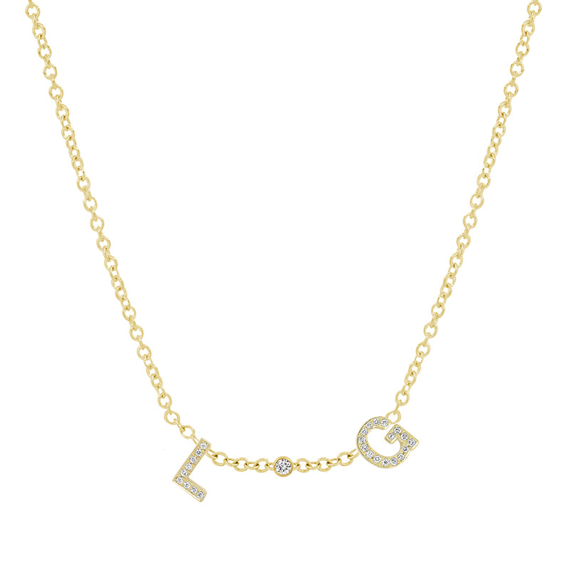 Jennifer Meyer Custom Mini Diamond Letter Necklace with Bezel Accent