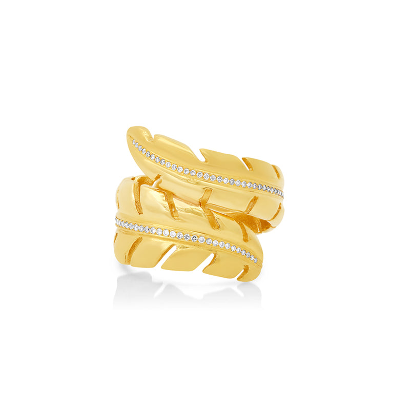 Jennifer Meyer Wrap Leaf Ring with Diamonds - Size 6