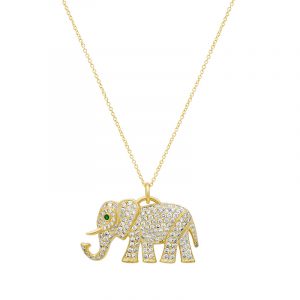 Jennifer Meyer Diamond Elephant Pendant Necklace