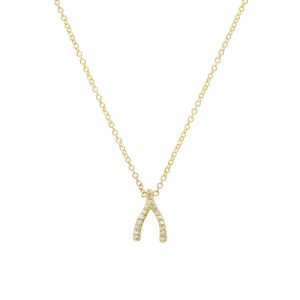Jennifer Meyer Diamond Mini Wishbone Necklace