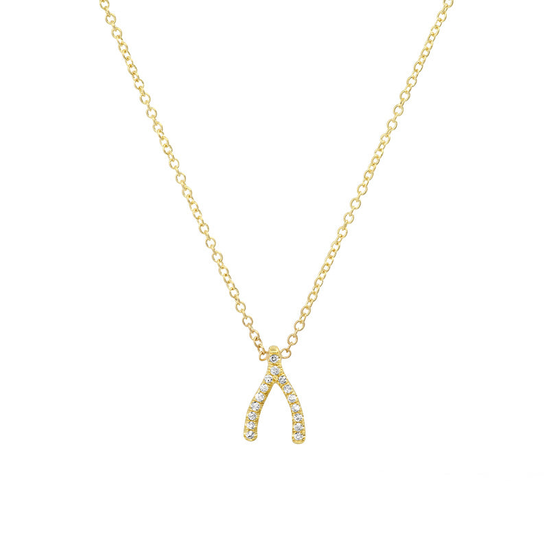 Jennifer Meyer Diamond Mini Wishbone Necklace