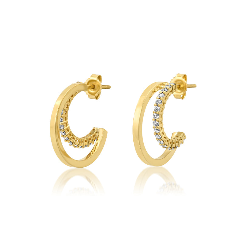 Jennifer Meyer Small Double Hoops with 4-Prong Diamond Accent