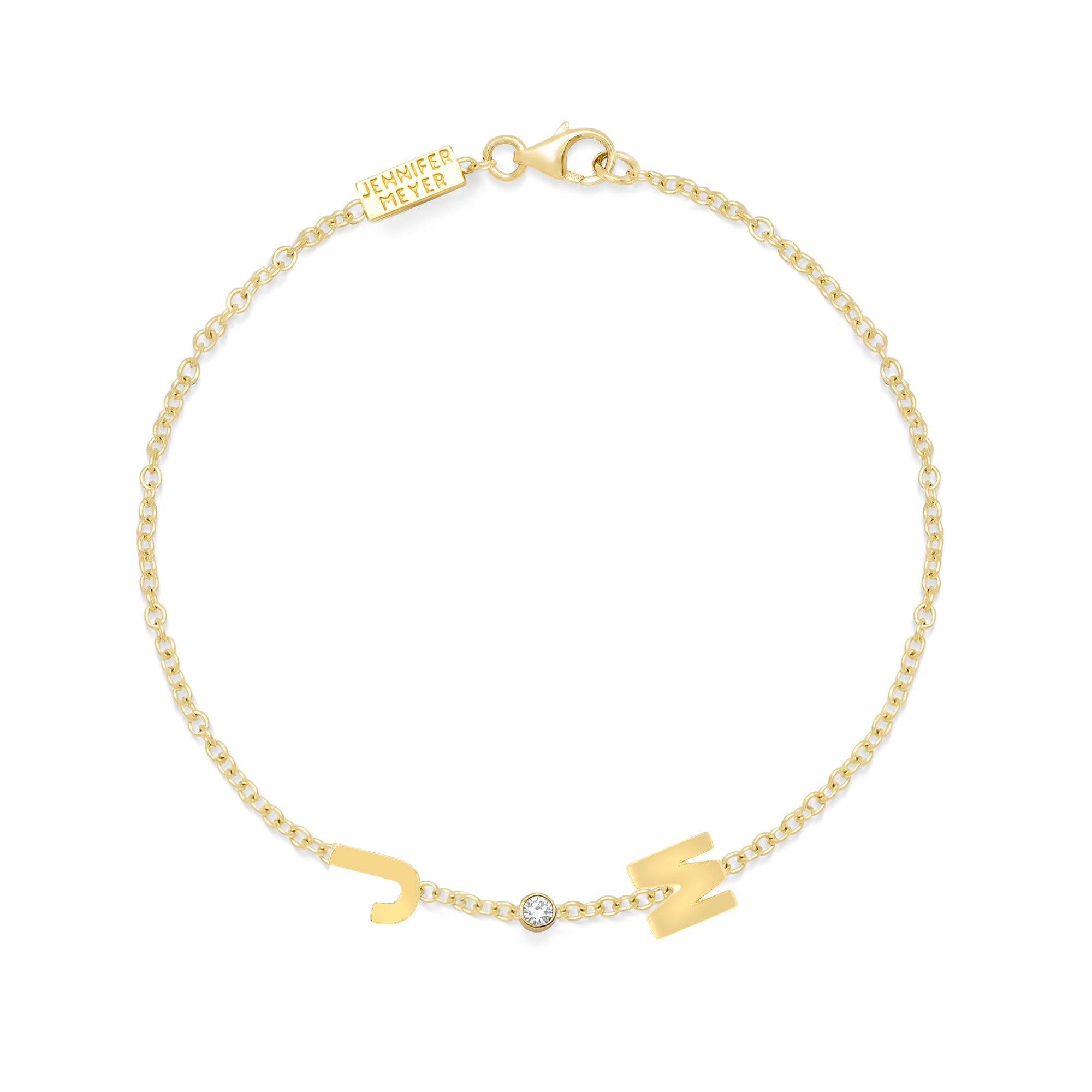 Jennifer Meyer Custom Mini Letter Bracelet with Diamond Bezel Accent