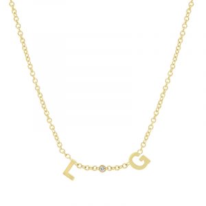 Jennifer Meyer Custom Mini Letter Necklace with Bezel Accent