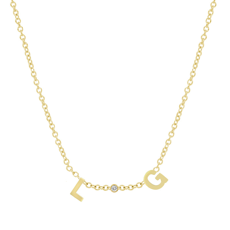 Jennifer Meyer Custom Mini Letter Necklace with Bezel Accent