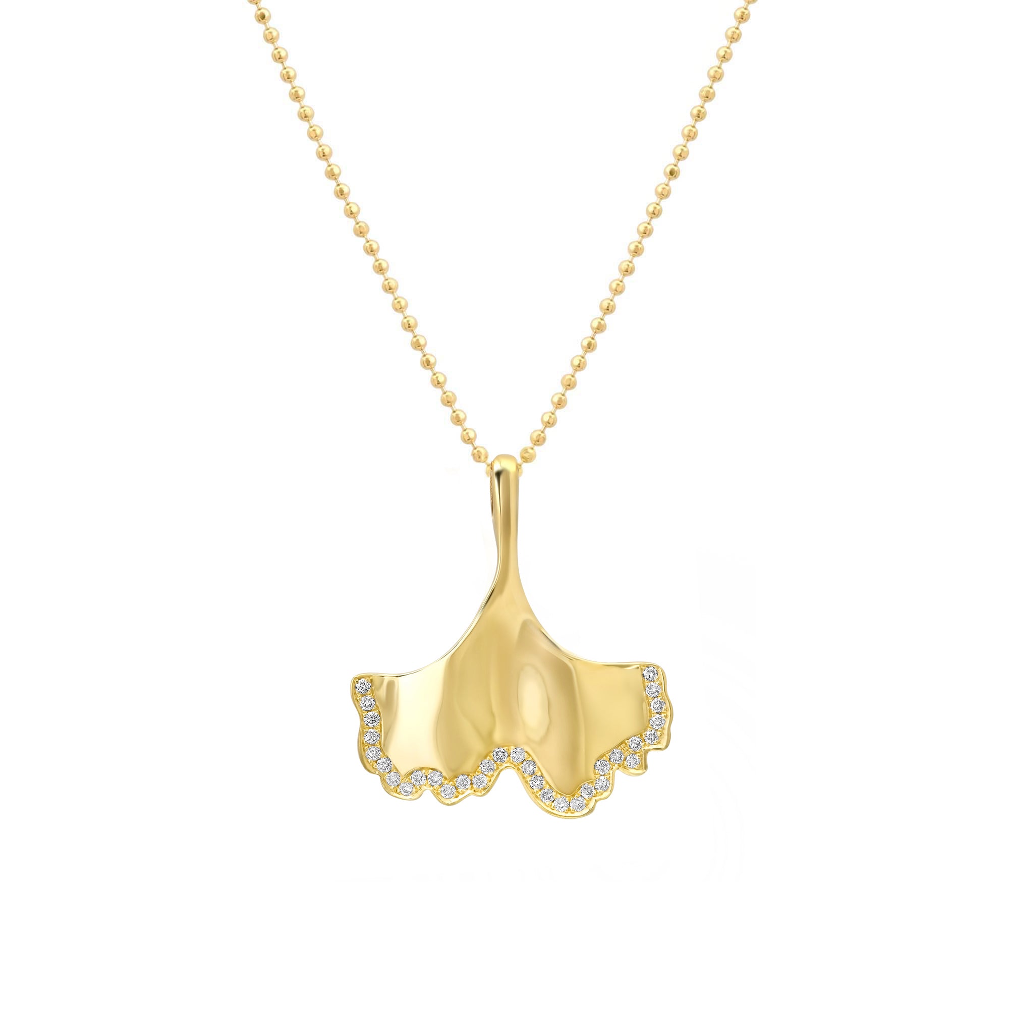 Jennifer Meyer Luxe Ginkgo Leaf Pendant with Diamond Accent