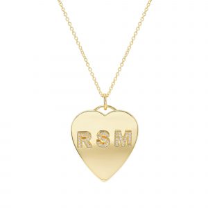 Jennifer Meyer Large Heart with Diamond Initial Necklace