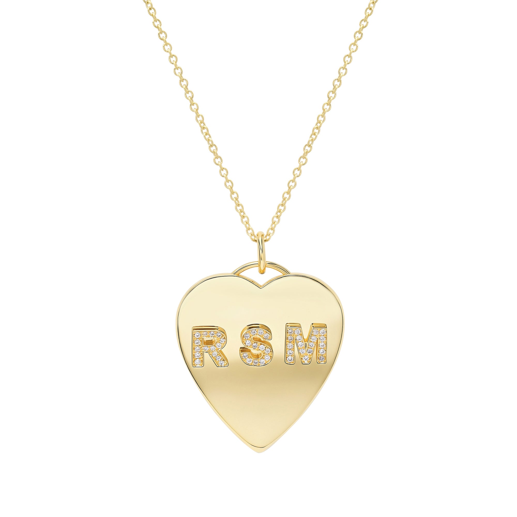 Jennifer Meyer Large Heart with Diamond Initial Necklace
