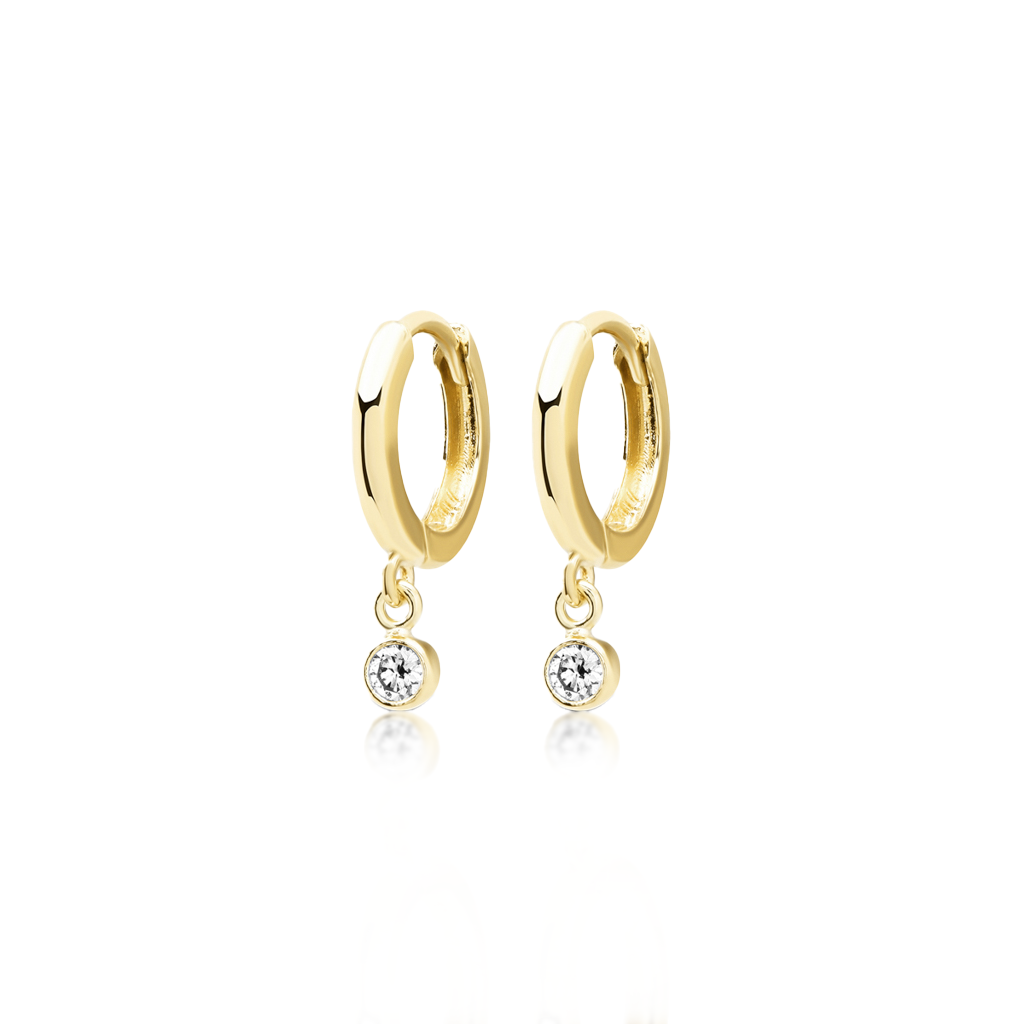 Jennifer Meyer Huggies with Mini Diamond Bezel Drop