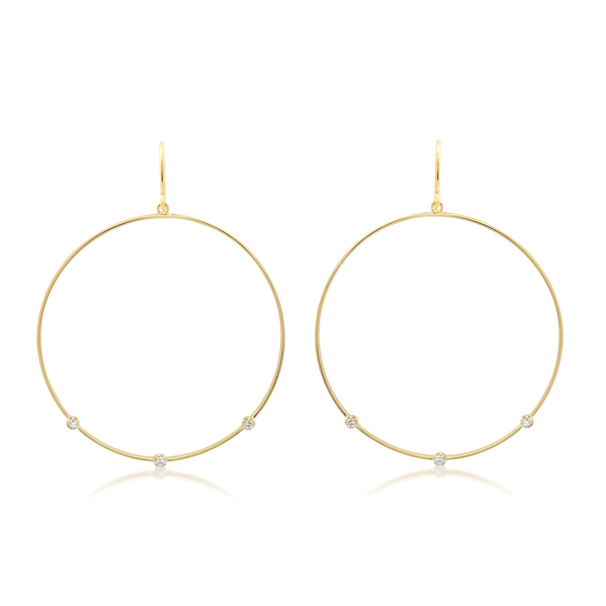 Jennifer Meyer Large Open Circle Earrings with 3 Illusion Set Diamonds