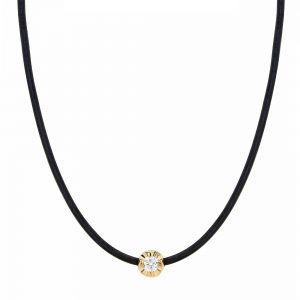 Jennifer Meyer Illusion Set Diamond and Leather Cord Necklace