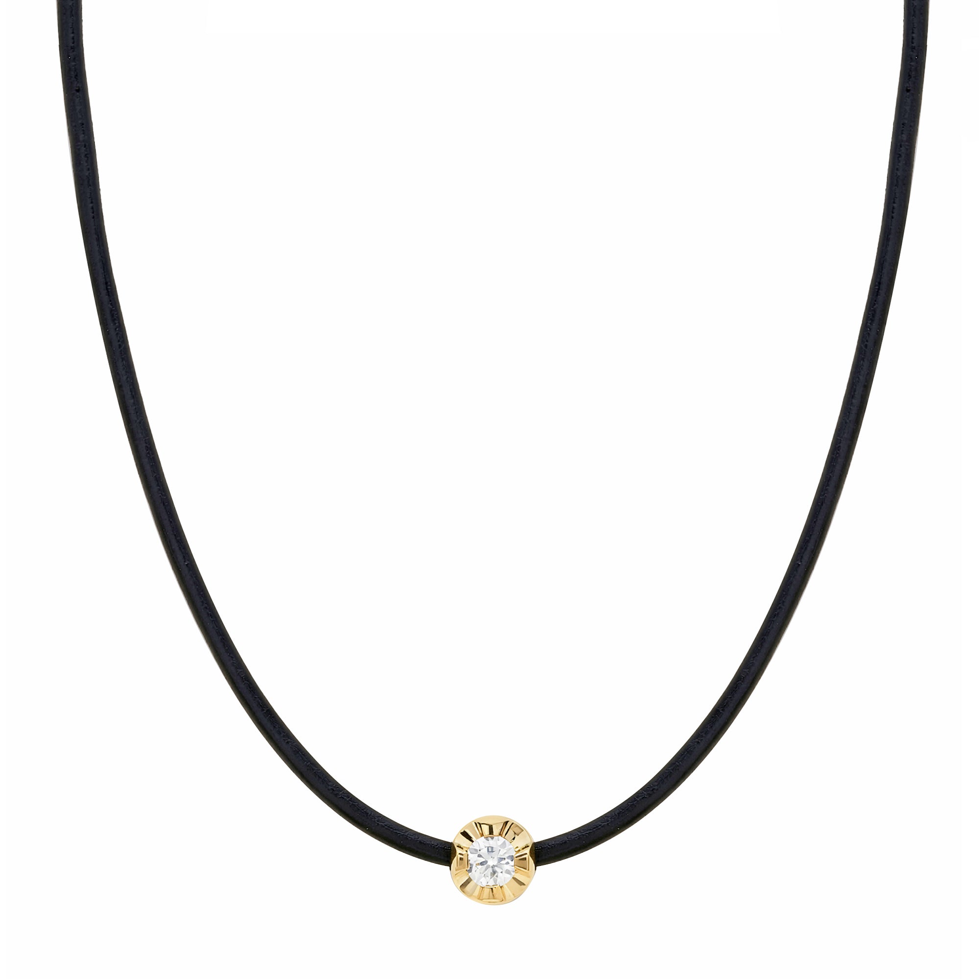 Jennifer Meyer Illusion Set Diamond and Leather Cord Necklace