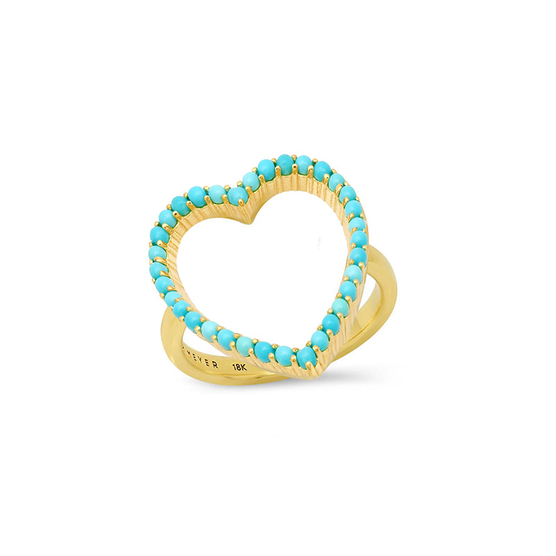 Jennifer Meyer Turquoise Luxe Open Heart Ring