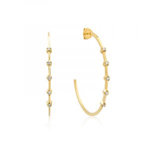 Jennifer Meyer Medium Hoops with 5 Illusion Set Diamonds