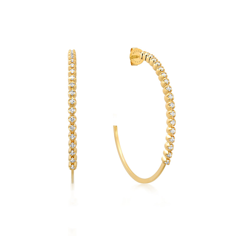 Jennifer Meyer Medium Hoops with Illusion Set Diamonds