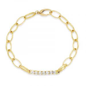 Jennifer Meyer Medium Edith Link Bracelet with Large 4-Prong Diamond Accent