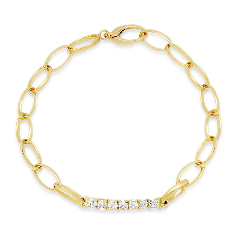 Jennifer Meyer Medium Edith Link Bracelet with Large 4-Prong Diamond Accent