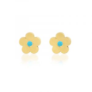 Jennifer Meyer Mini Daisy Studs with Turquoise Center
