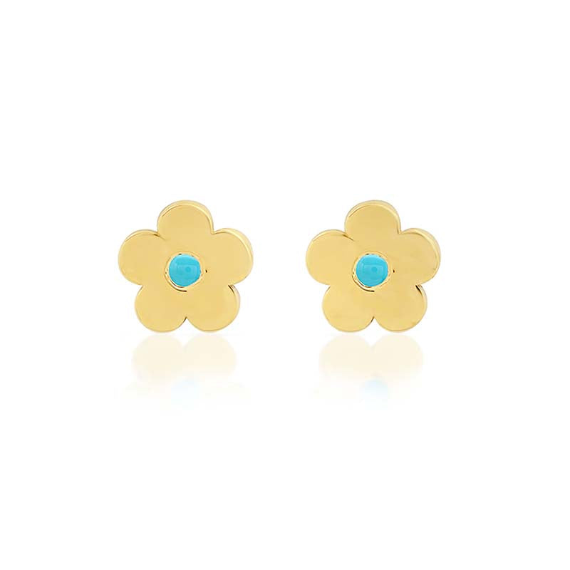 Jennifer Meyer Mini Daisy Studs with Turquoise Center
