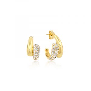 Jennifer Meyer Mini Double Dome Hoops with Diamond Accent