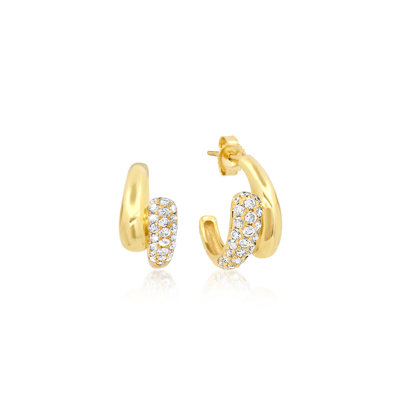 Jennifer Meyer Mini Double Dome Hoops with Diamond Accent