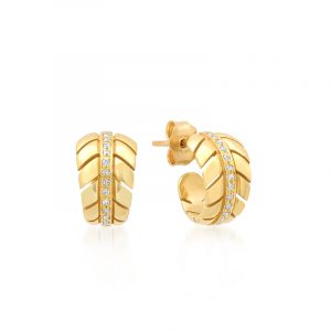 Jennifer Meyer Mini Leaf Hoops with Diamonds