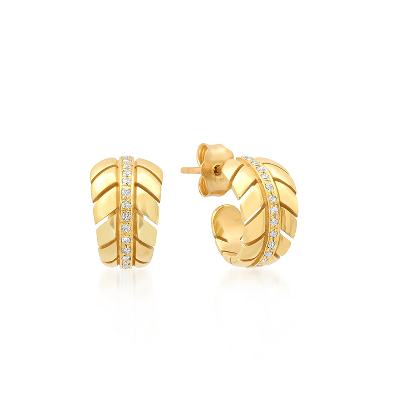 Jennifer Meyer Mini Leaf Hoops with Diamonds