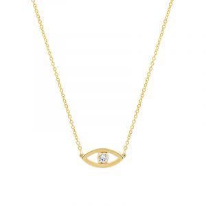 Jennifer Meyer Mini Open Evil Eye Necklace with Diamond Center