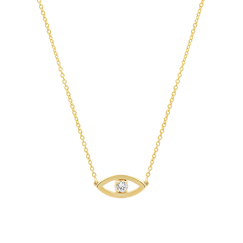 Jennifer Meyer Mini Open Evil Eye Necklace with Diamond Center