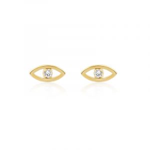 Jennifer Meyer Mini Open Evil Eye Studs with Diamond Center