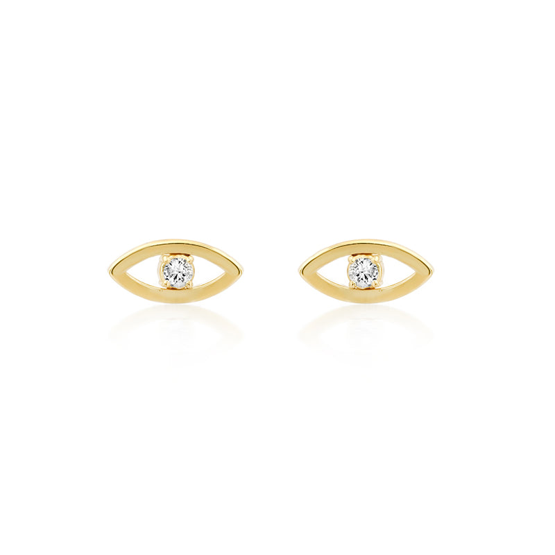 Jennifer Meyer Mini Open Evil Eye Studs with Diamond Center