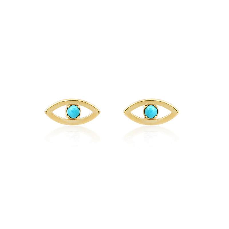 Jennifer Meyer Mini Open Evil Eye Studs with Turquoise Center