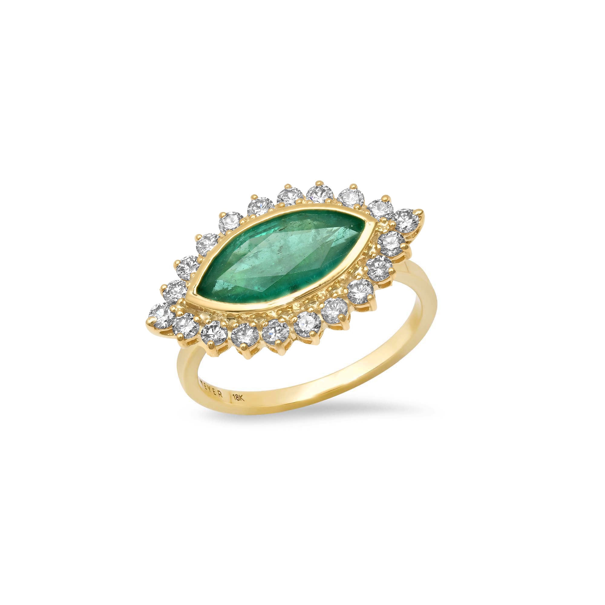 Jennifer Meyer Large Emerald and Diamond Marquise Ring