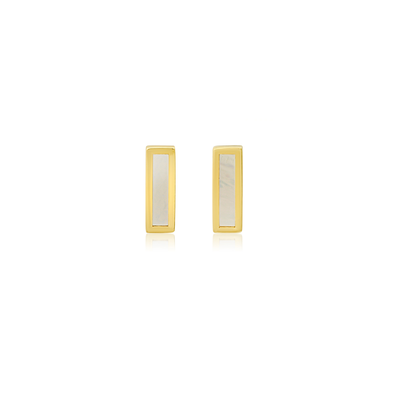 Jennifer Meyer Mother of Pearl Inlay Bar Studs